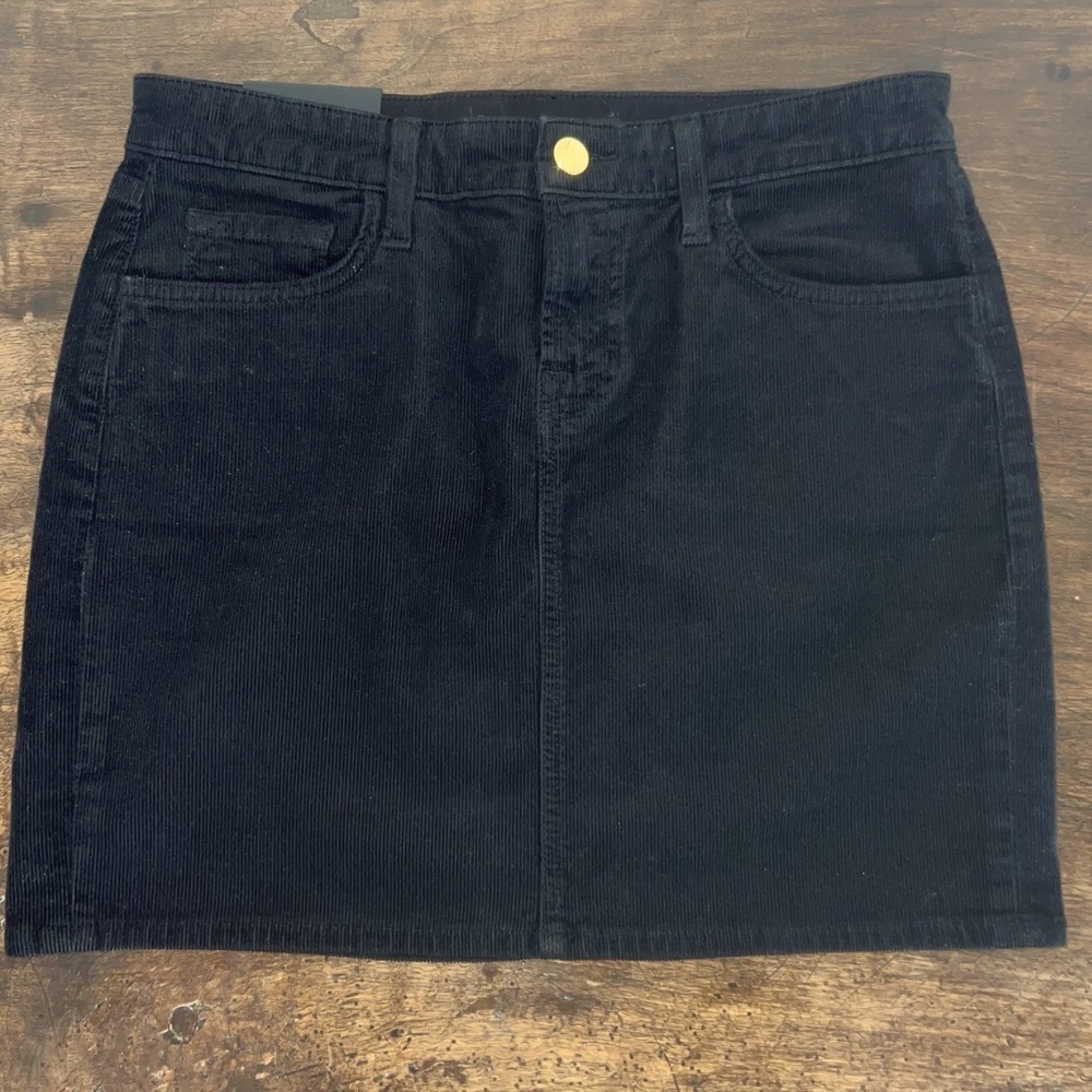 J BRAND GWYNNE Women’s Denim Mini Skirt in Black w/Corduroy Design✨NEW w…